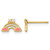 14K Yellow Gold Madi K Polished Pink Enamel and Cubic Zirconia Rainbow Children'S Stud Earrings, 5.65 mm