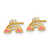 14K Yellow Gold Madi K Polished Pink Enamel and Cubic Zirconia Rainbow Children'S Stud Earrings, 5.65 mm - View 2