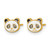 14K Yellow Gold Madi K Polished Black and White Enameled Panda Children'S Stud Earrings, 6.05 mm - View 2
