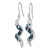 Sterling Silver Rhodium-Plated Polished Long Twirl White and Blue Crystal Wave Dangle French Wire Earrings, 44 mm - View 2