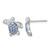 Sterling Silver Rhodium-Plated Polished Blue and White Crystal Turtle Stud Earrings, 12 mm