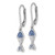 Sterling Silver Rhodium-Plated Polished Blue Crystal Bonefish Dangle Leverback Earrings, 30 mm - View 2