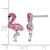Sterling Silver Rhodium-Plated Polished Pink Crystal Flamingo Stud Earrings, 19.4 mm - View 5