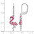 Sterling Silver Rhodium-Plated Polished Pink Crystal Flamingo Leverback Drop Earrings, 35.5 mm - View 5