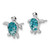 Sterling Silver Rhodium-Plated Polished Blue Crystal Turtle Stud Earrings, 13.6 mm - View 2