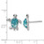 Sterling Silver Rhodium-Plated Polished Blue Crystal Turtle Stud Earrings, 13.6 mm - View 5
