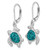 Sterling Silver Rhodium-Plated Polished Blue Crystal Turtle Dangle Leverback Drop Earrings, 33.5 mm - View 2