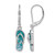 Sterling Silver Rhodium-Plated Polished Blue and White Crystal Flip Flop Dangle Leverback Drop Earrings, 33.3 mm