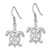 Sterling Silver Rhodium-Plated Cut Out Mother and Baby Turtle Dangle French Wire Earrings, 30 mm - View 2