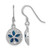 Sterling Silver Rhodium-Plated Polished and Textured Enameled Sand Dollar Dangle French Wire Earrings, 27 mm