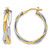 14K Yellow Gold Hollow with Rhodium Braided Hoop Earrings, 28 mm