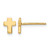 14K Yellow Gold Polished Cross Stud Earrings, 6.5 mm