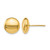 14K Yellow Gold Hollow Polished Button Stud Earrings, 11 mm