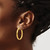 14K Yellow Gold Hollow Polished Hoop Earrings, 30 mm - View 3