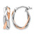 14K Yellow Gold Hollow with White Rhodium-Plated and Rose Gold Plating Polished Hinged Hoop Earrings, 21 mm
