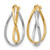 Rhodium-Plated 14K Two-Tone Gold Hollow Polished Fancy Hoop Earrings, 29 mm - View 2