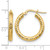 14K Yellow Gold Hollow 3 x 20 Diamond-Cut Round Hoop Earrings, 20 mm - View 4
