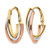 Rhodium-Plated 14K Tri-Color Gold Hollow Polished Hoop Leverback Earrings, 26 mm - View 2