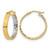 14K Yellow Gold Hollow with White Rhodium Polished and Diamond-Cut Hoop Earrings, 25 mm