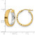 14K Yellow Gold Hollow with White Rhodium Polished and Diamond-Cut Hoop Earrings, 20 mm - View 4