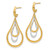 14K Two-Tone Gold Hollow Polished Post Dangle Earrings, 38 mm - View 2