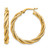 14K Yellow Gold Hollow Polished Twisted Hoop Earrings, 28 mm