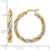 14K Yellow Gold with White Rhodium Polished Twisted Hoop Earrings, 28 mm - View 3