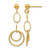 14K Yellow Gold Hollow Polished and Textured Post Dangle Earrings, 30 mm