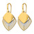 14K White Gold Rhodium-Plated Polished Brushed Diamond-Cut Dangle French Wire Earrings, 33.9 mm - View 2