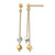 14K Two-Tone Gold Polished Beaded Post Dangle Earrings, 36.08 mm