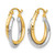14K Two-Tone Gold Hollow Diamond-Cut Bypass Hoop Earrings, 16 mm - View 2
