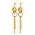 14K Yellow Gold Hollow Polished Green Enamel Tiger Post Dangle Earrings, 64 mm - View 2