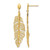 14K Yellow Gold Hollow Polished Diamond-Cut Textured Leaf Post Dangle Earrings, 49 mm