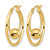 14K Yellow Gold Hollow Polished Textured with 6 mm Ball Hoop Earrings, 23 mm Long - View 2
