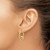 14K Yellow Gold Hollow Polished Textured with 6 mm Ball Hoop Earrings, 23 mm Long - View 3
