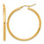 14K Yellow Gold Hollow Polished 2.5 mm Lightweight Tube Hoop Earrings, 40 mm Long