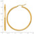 14K Yellow Gold Hollow Polished 2.5 mm Lightweight Tube Hoop Earrings, 50 mm Long - View 5