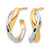 14K Yellow Gold Hollow with Rhodium Polished/Diamond-Cut J-Hoop Post Earrings, 16.67 mm - View 2