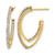 14K Yellow Gold Hollow Polished Crystal J-Hoop Post Earrings, 27.54 mm