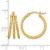 14K Yellow Gold Hollow Polished and Textured Three Row Hoop Post Earrings, 19.45 mm - View 4