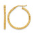 14K Yellow Gold Hollow Polished and Textured Hoop Earrings, 25 mm