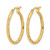 14K Yellow Gold Hollow Polished and Textured Hoop Earrings, 25 mm - View 2