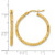 14K Yellow Gold Hollow Polished and Textured Hoop Earrings, 25 mm - View 4
