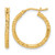 14K Yellow Gold Hollow Polished and Textured Hoop Earrings, 20 mm, 2 mm Wide