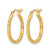 14K Yellow Gold Hollow Polished and Textured Hoop Earrings, 20 mm, 2 mm Wide - View 2