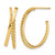14K Yellow Gold Hollow Polished and Twist J-Hoop Post Earrings, 27.25 mm
