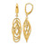 14K Yellow Gold Polished and Textured Ovals Dangle Leverback Earrings, 48.65 mm