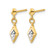 14K Yellow Gold and White Rhodium Polished Post Dangle Earrings, 17.75 mm - View 2