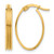 14K Yellow Gold Polished and Grooved Oval Hoop Earrings, 23.75 mm
