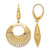 14K Yellow Gold Hollow Polished Hollow Dangle Leverback Earrings, 38.89 mm